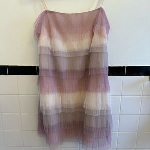 NWT M PURPLE PINK FRINGE TULLE SHORT LAYERED DRESS
